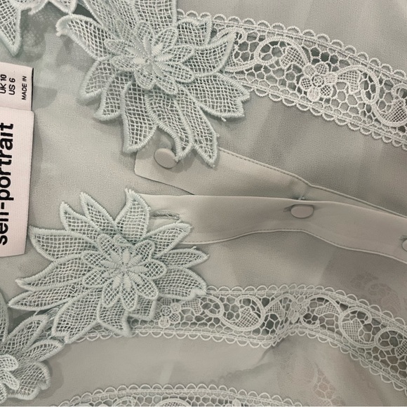 Self Portrait Blue Chiffon Lace Top - Picture 4 of 4